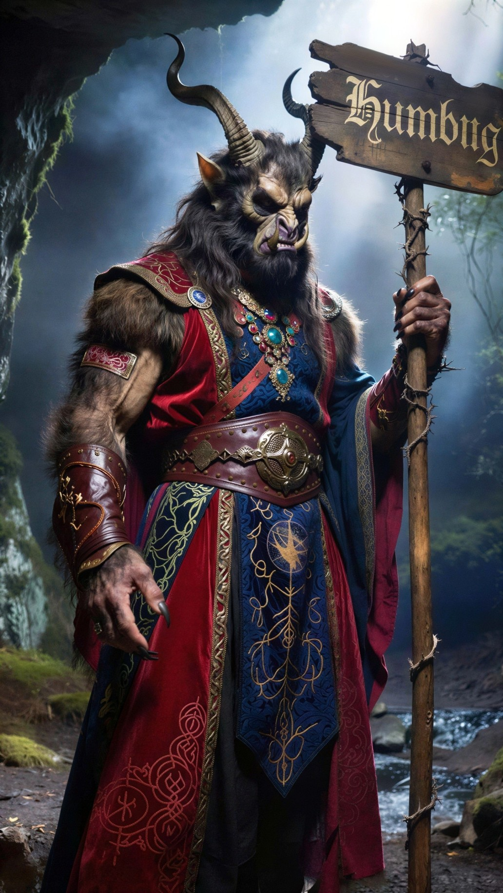 Bipedal Creature with Horns and Elaborate Attire