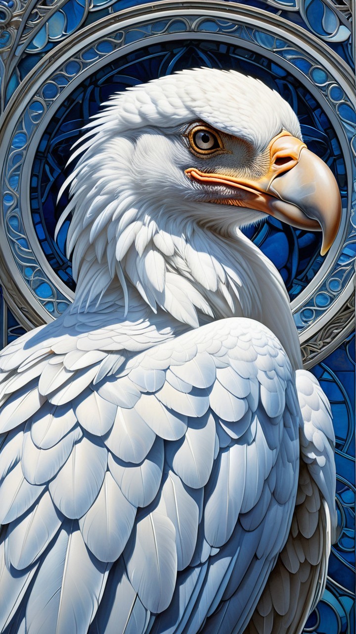 Majestic White Eagle with Ornate Background Details