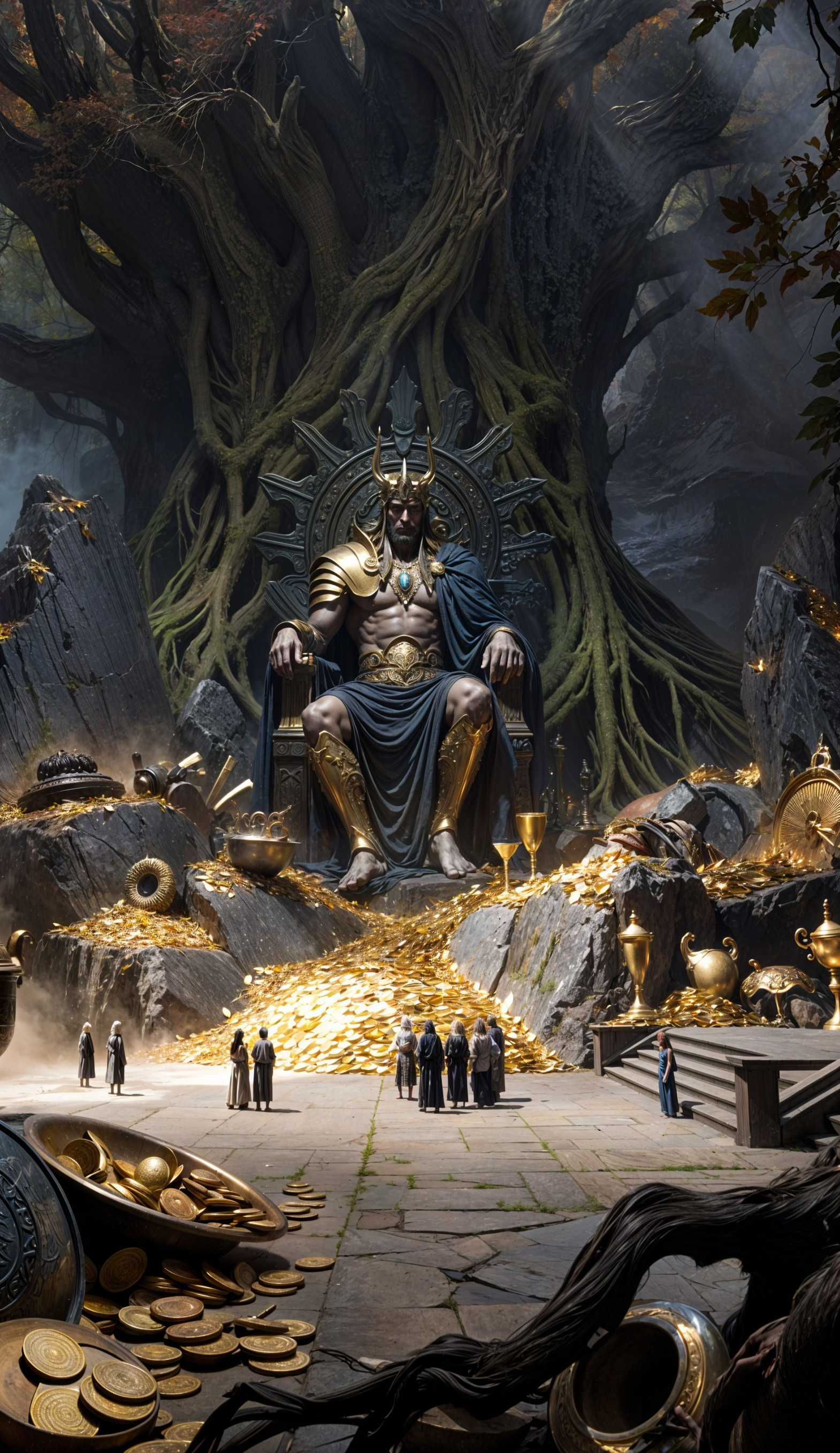 Hyperrealistic Digital Painting of a King on Throne