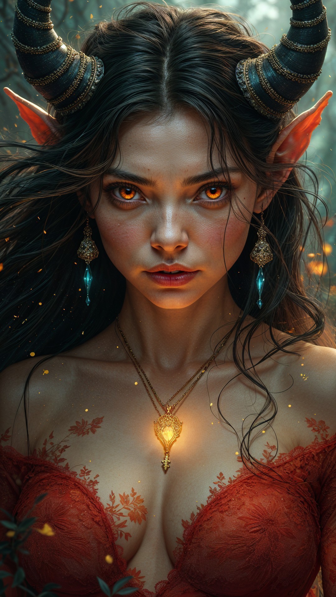 Fantasy Portrait of a Mystical Woman with Horns