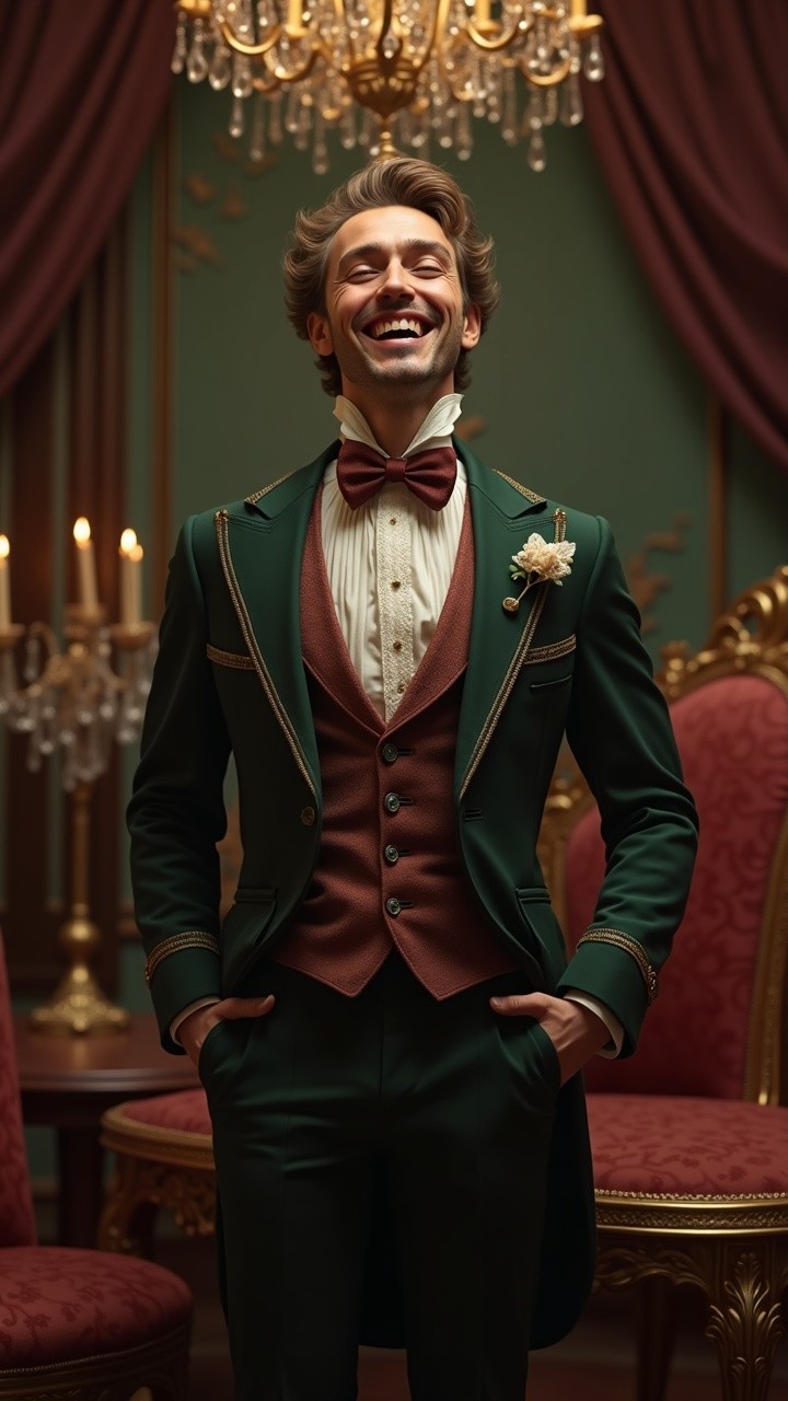 Stylish Young Man in Elegant Room with Opulent Decor