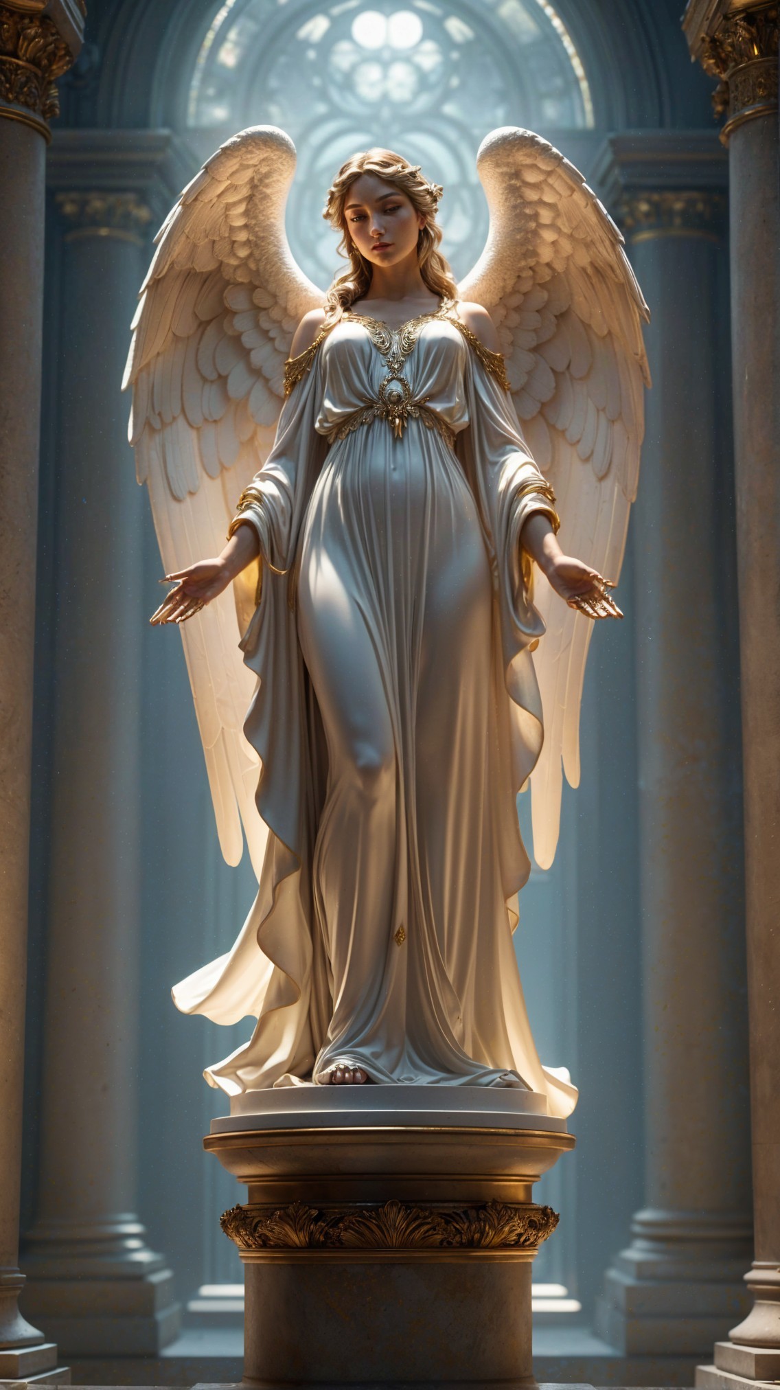 Majestic angel with flowing robes and large wings