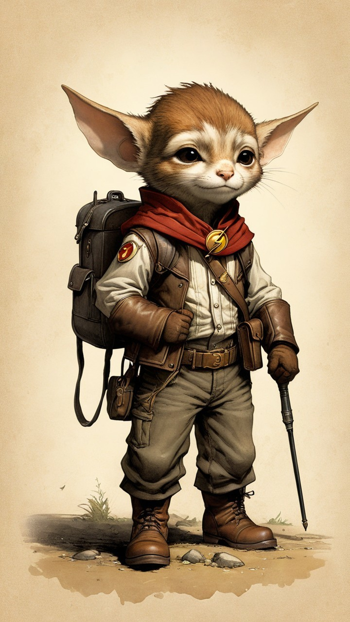 Whimsical anthropomorphic explorer in rugged outfit