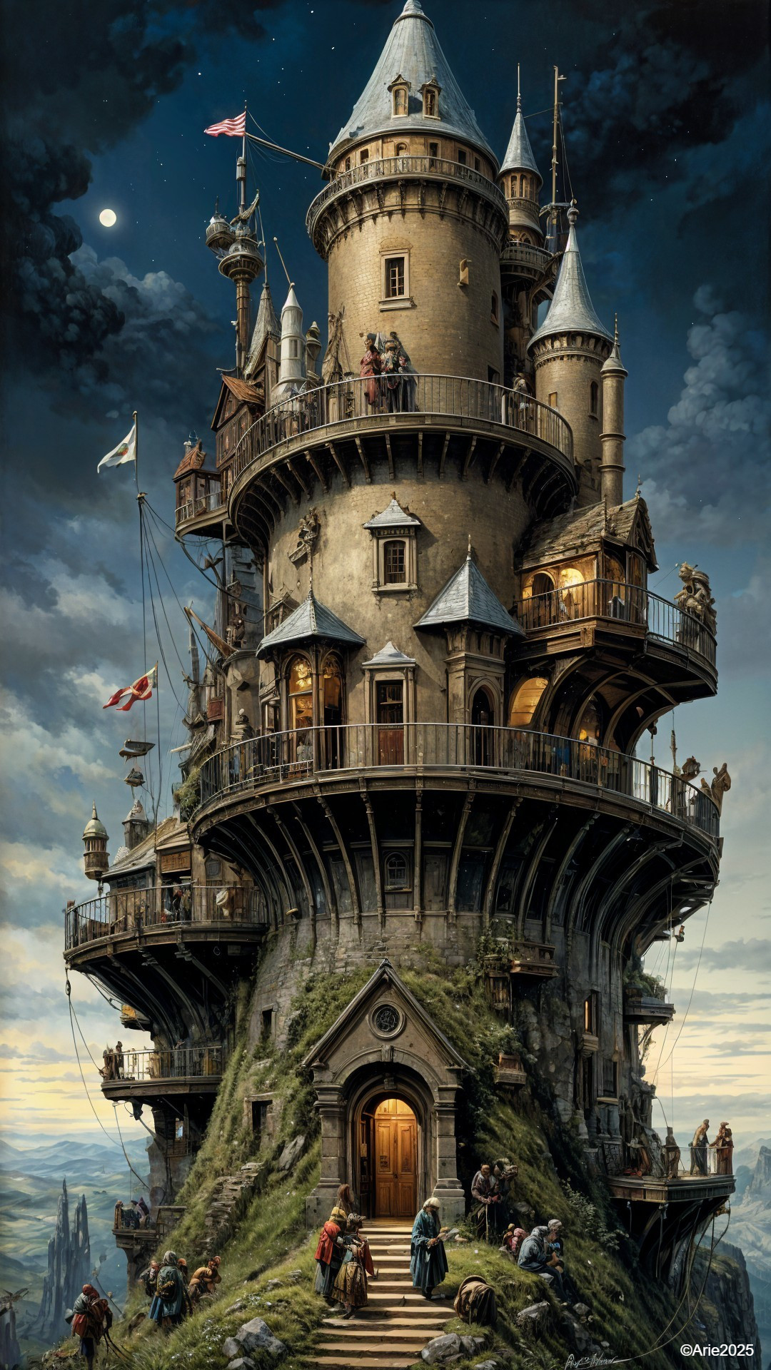 Grand Multi-Tiered Castle in a Rocky Landscape