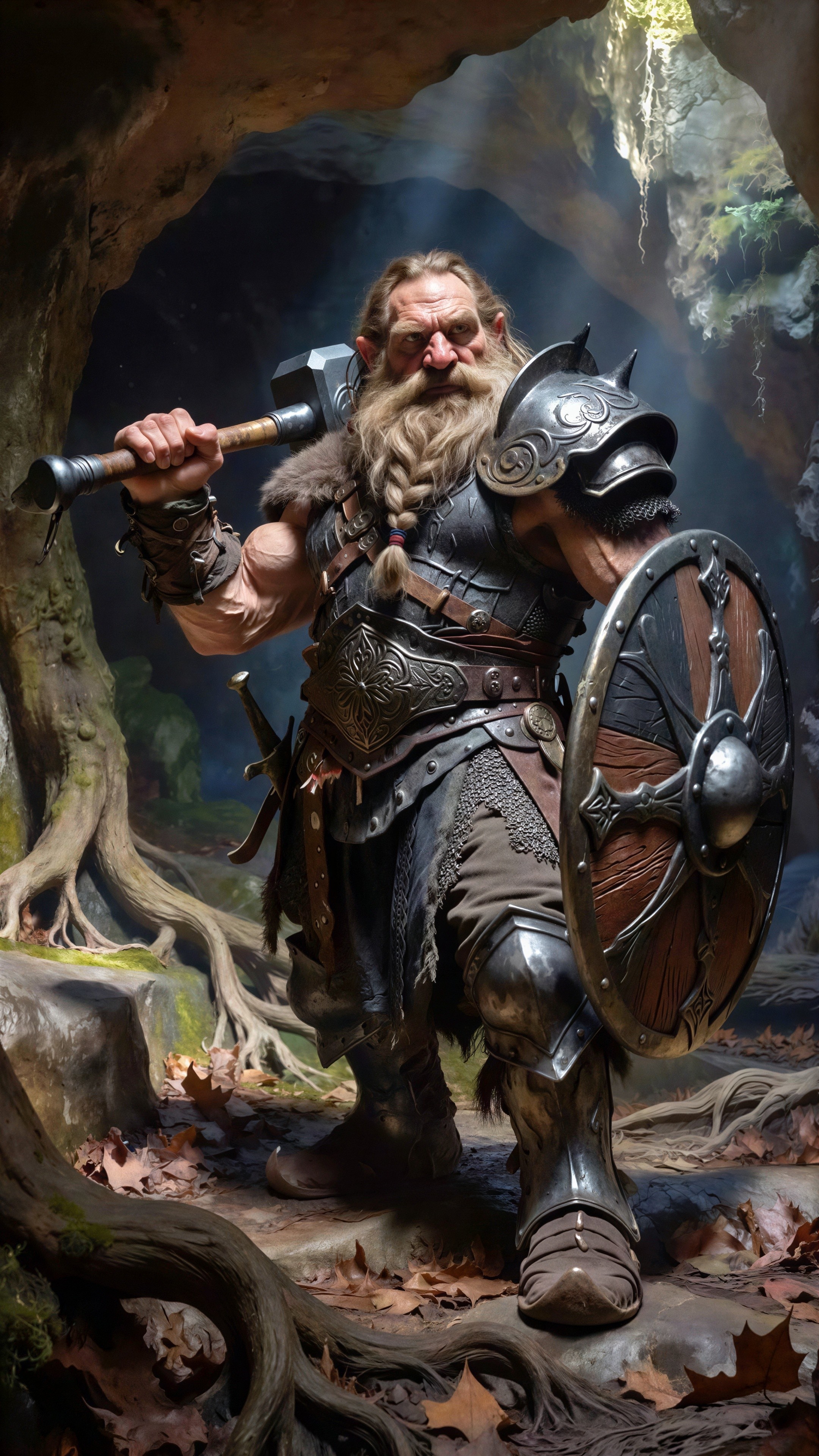 Ornate Portrait of a Muscular Dwarf Warrior