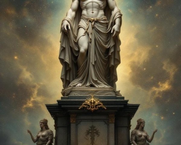 Majestic Statue of Muscular Figure with Antlers