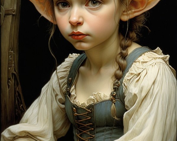 Young girl with pointed ears in historical dress