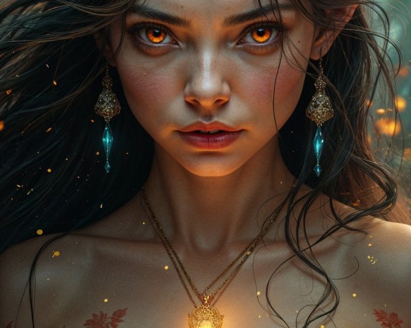 Fantasy Portrait of a Mystical Woman with Horns