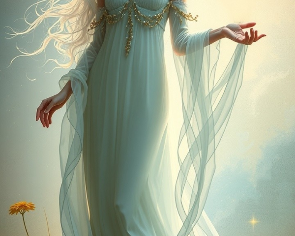 Mystical Figure in Serene Moonlit Landscape