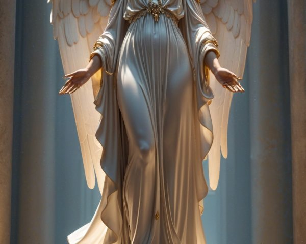 Majestic angel with flowing robes and large wings