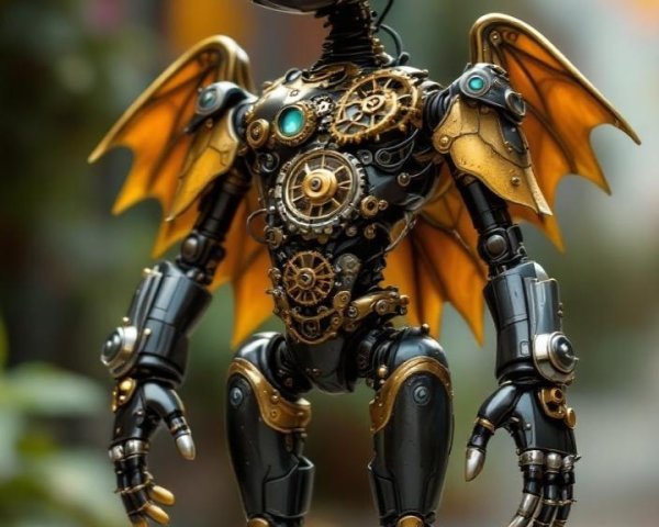 Whimsical Robot Character on Cobblestone Path