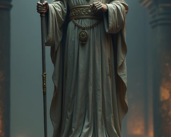 Majestic statue of a wise figure on a pedestal