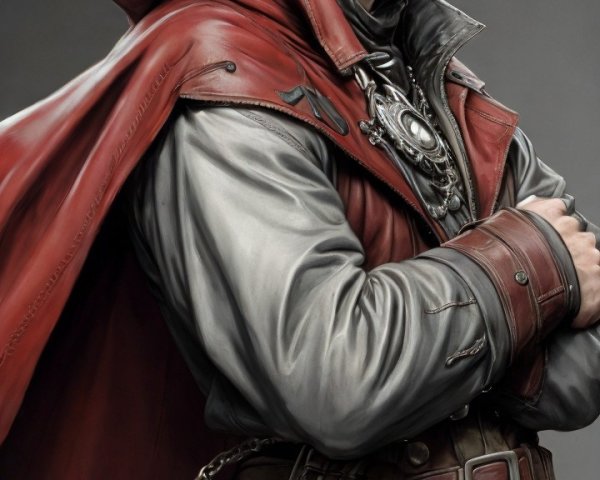 Character with White Hair and Red Face Paint Details