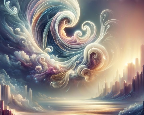 Surreal Landscape with Vibrant Clouds and Ocean