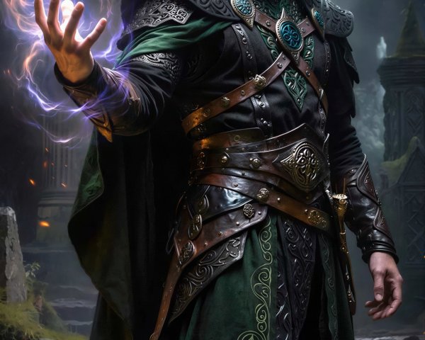 Handsome Male Wizard in Ancient Overgrown Forest