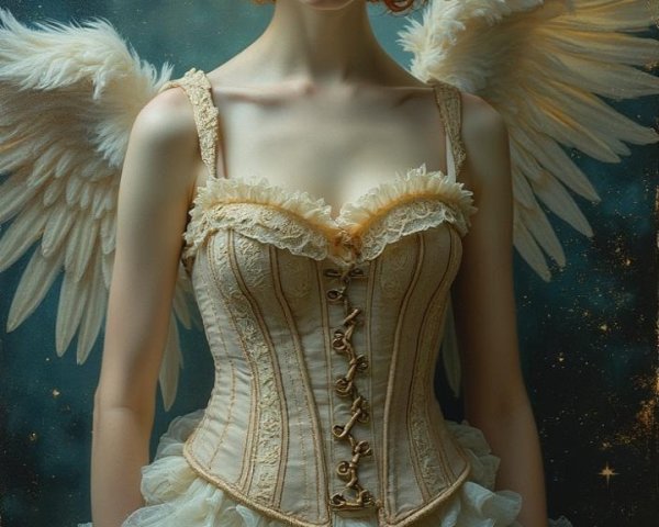 Ethereal Figure in Cosmic Backdrop with Wings