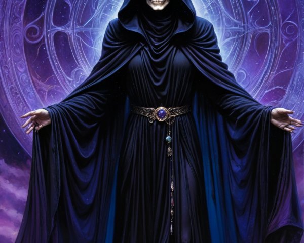 Mysterious figure with skull face and glowing design