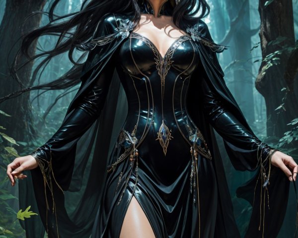 AI-Generated Portrait of a Young Woman in Fantasy Gown