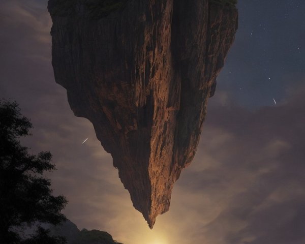 Floating Island with Castle Over Tranquil Water