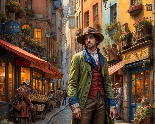 Vibrant Cobblestone Street with Colorful Buildings