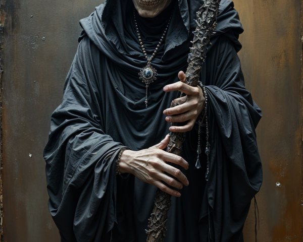 Cloaked Figure Depicting the Grim Reaper with Scythe