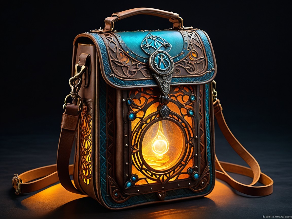 Intricate Leather Backpack with Vibrant Colors and Accents