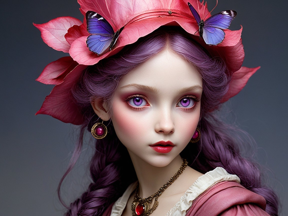 Styled Young Woman with Lavender Hair and Jewelry