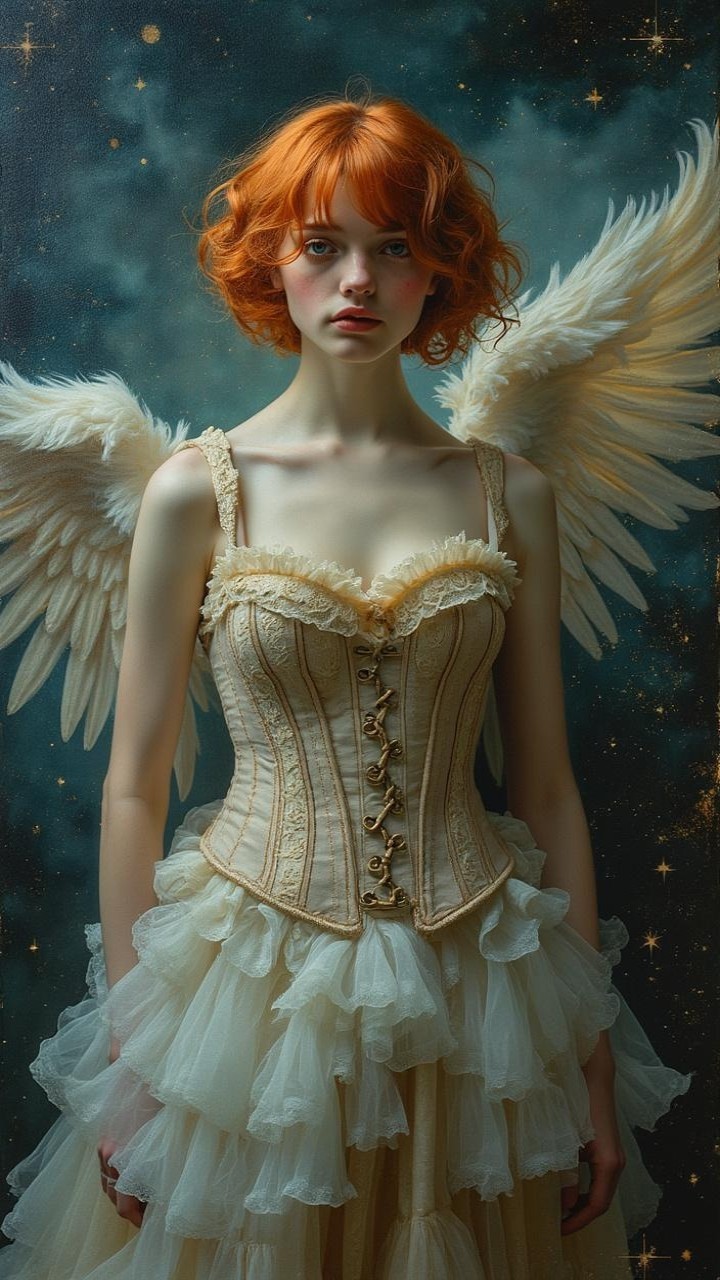 Ethereal Figure in Cosmic Backdrop with Wings