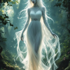 Luminous Figure in a Mystical Forest Setting