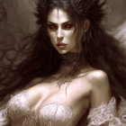 Elegant Woman in Ethereal Light with Dark Hair