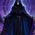 Mysterious figure with skull face and glowing design