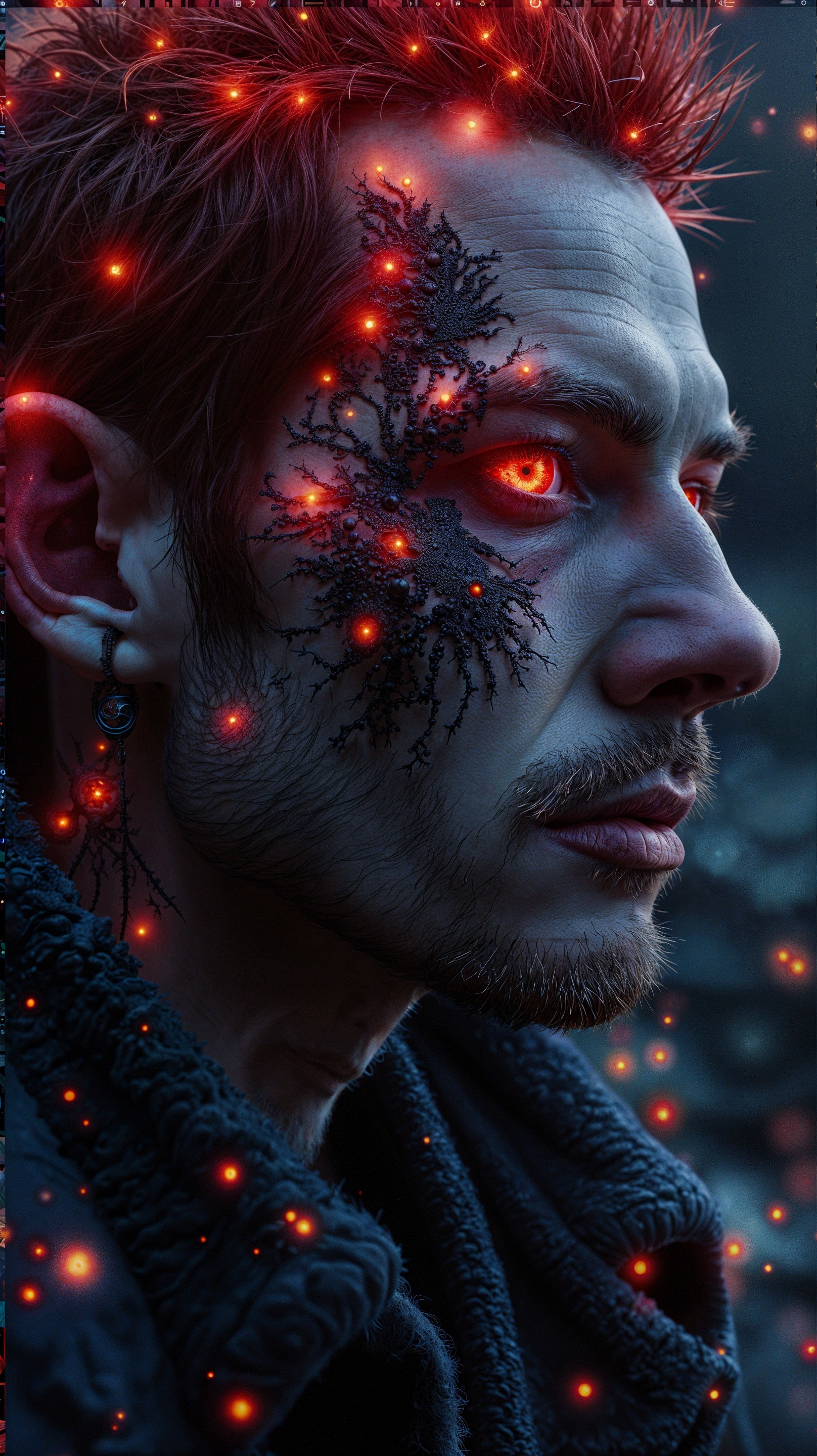 Portrait of a Man with Intricate Facial Markings