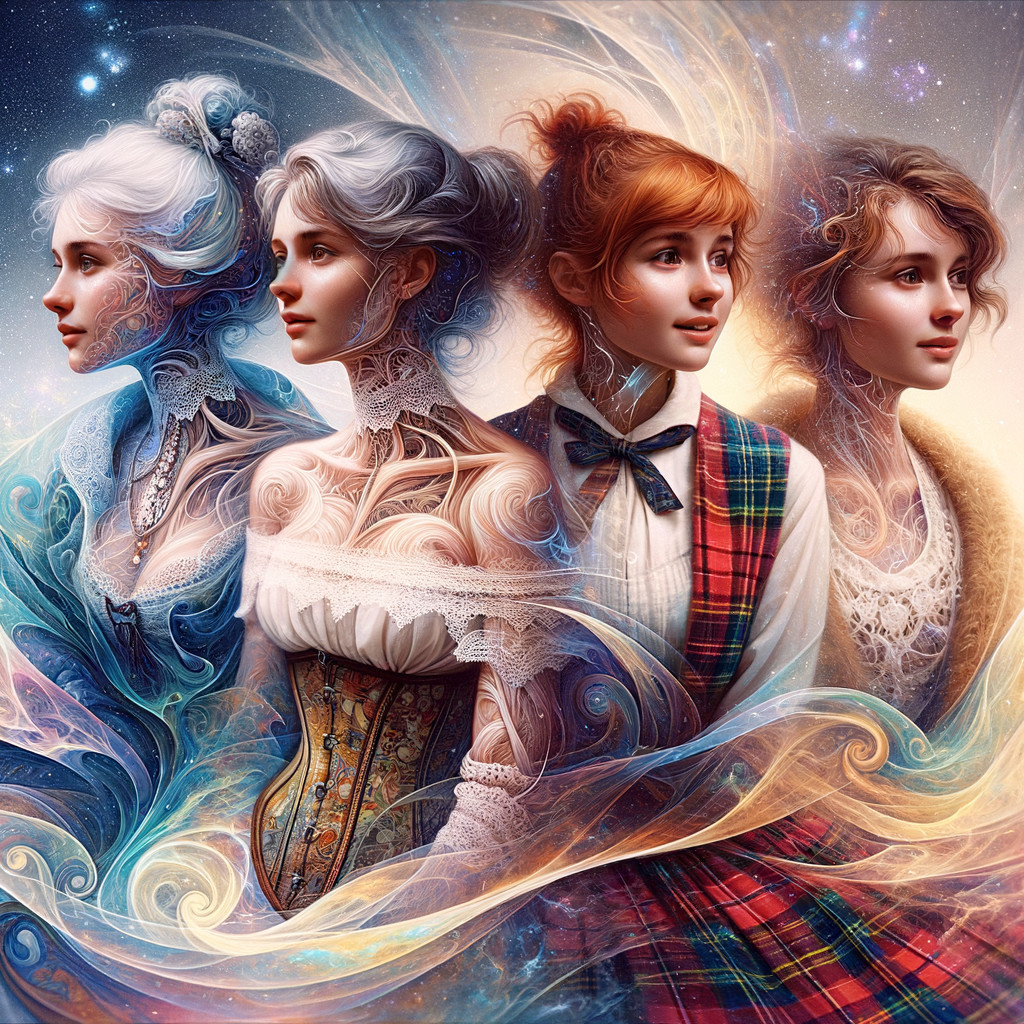 Elegant Women Representing Different Fashion Eras