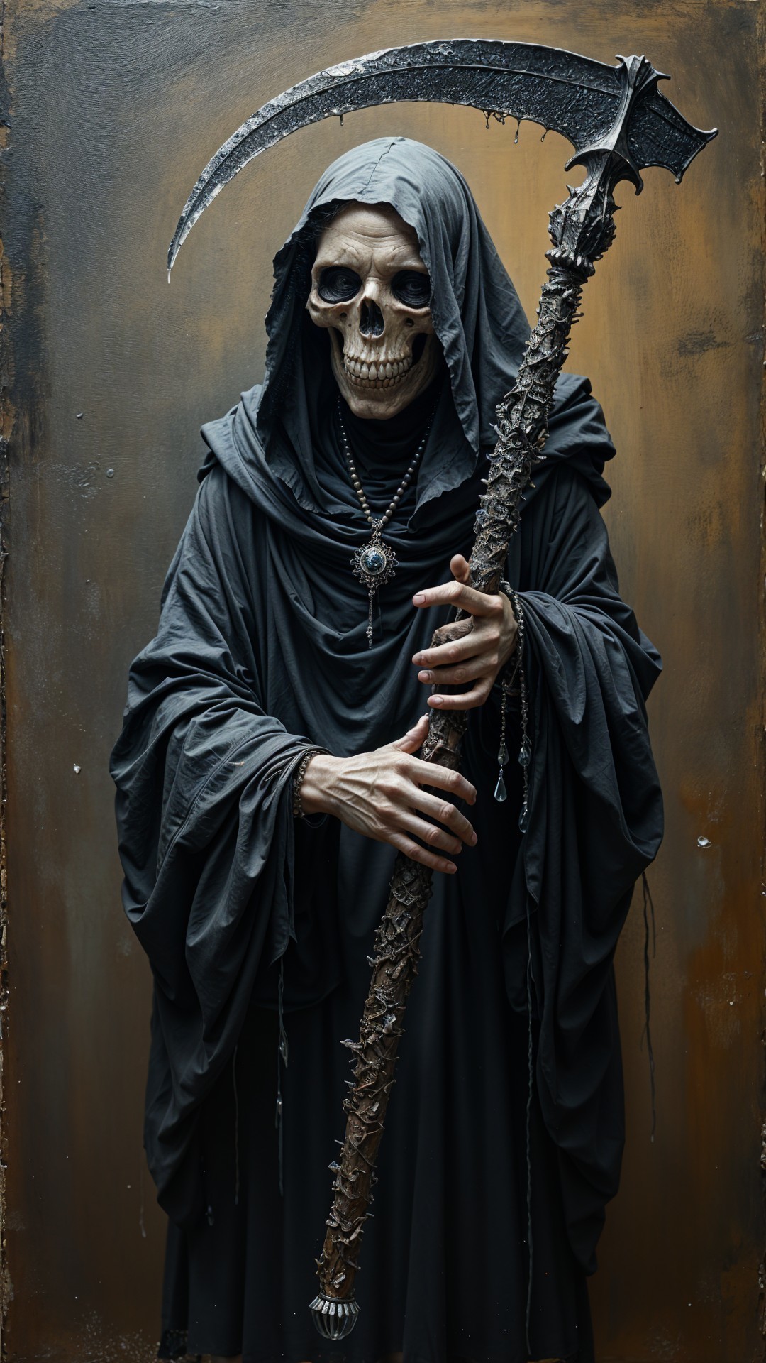 Cloaked Figure Depicting the Grim Reaper with Scythe