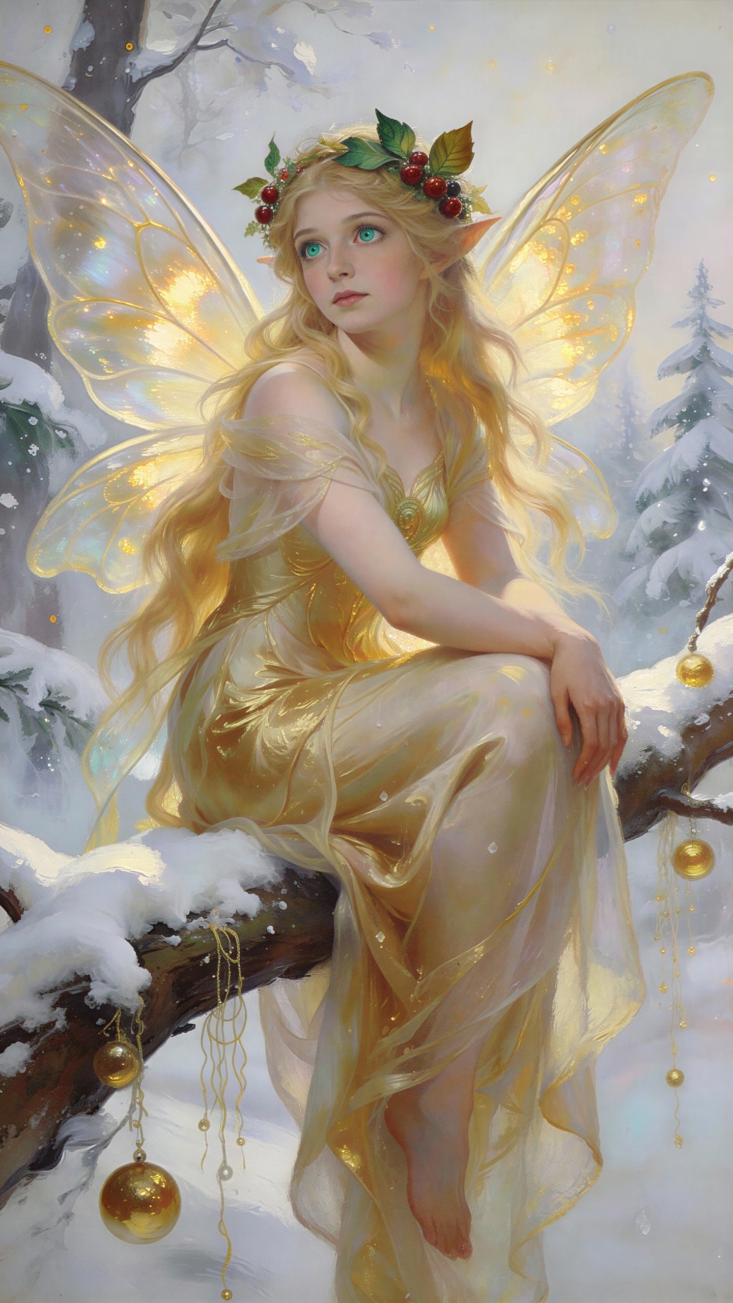 Fairytale Winter Christmas Fairy in Enchanted Forest