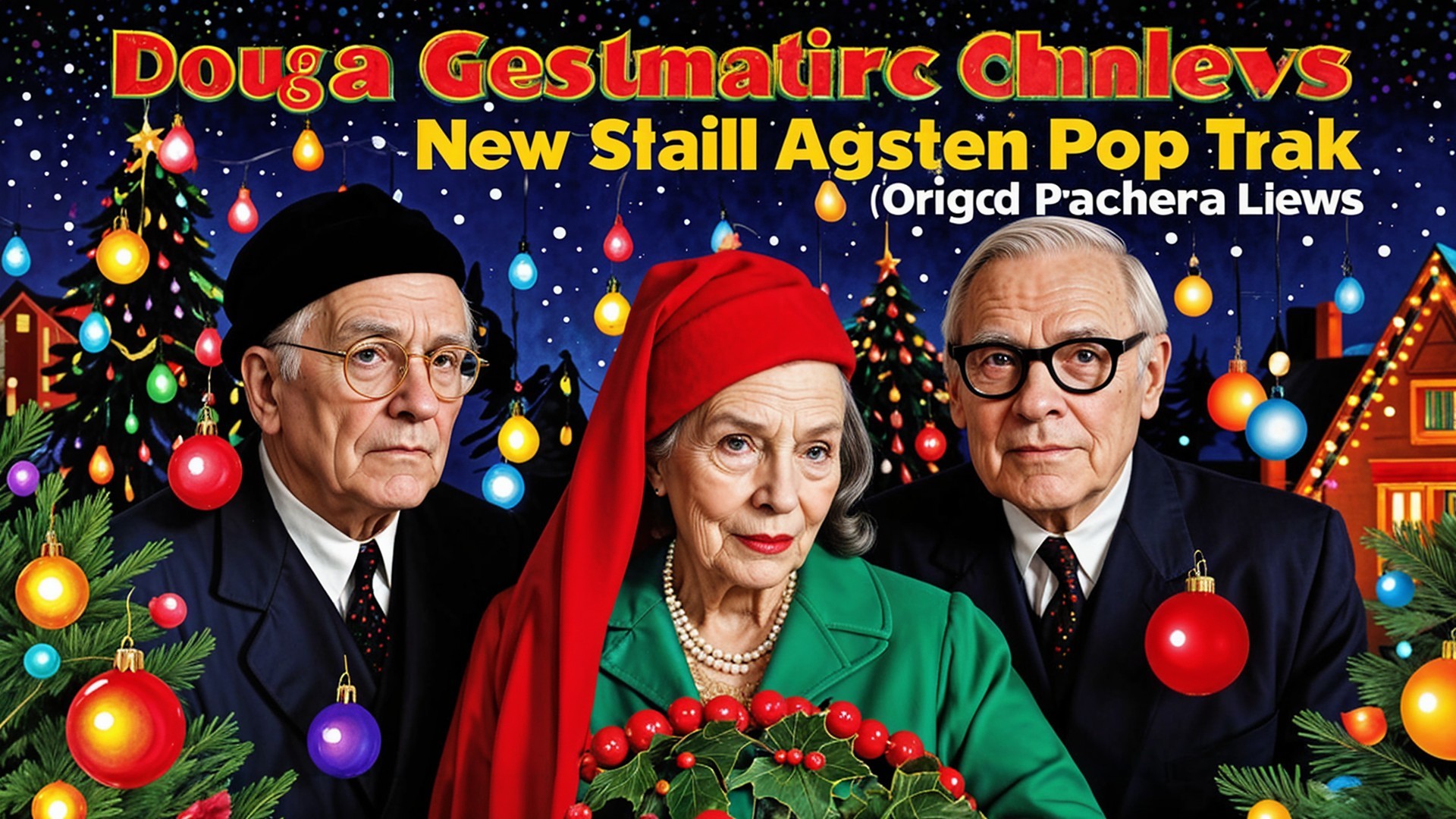Album Cover Featuring Elderly Trio in Distinct Attire