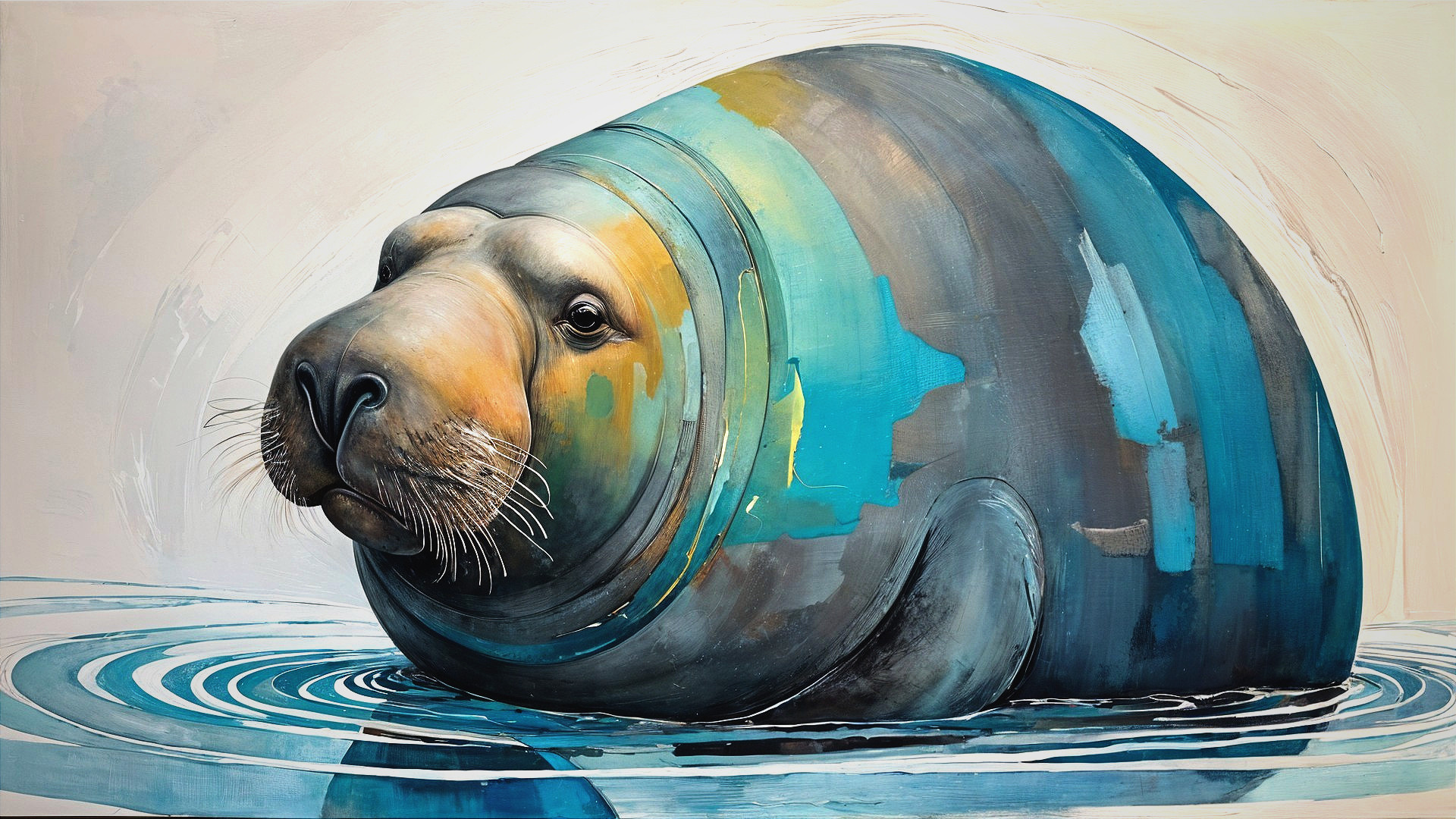 Colorful Stylized Representation of a Manatee