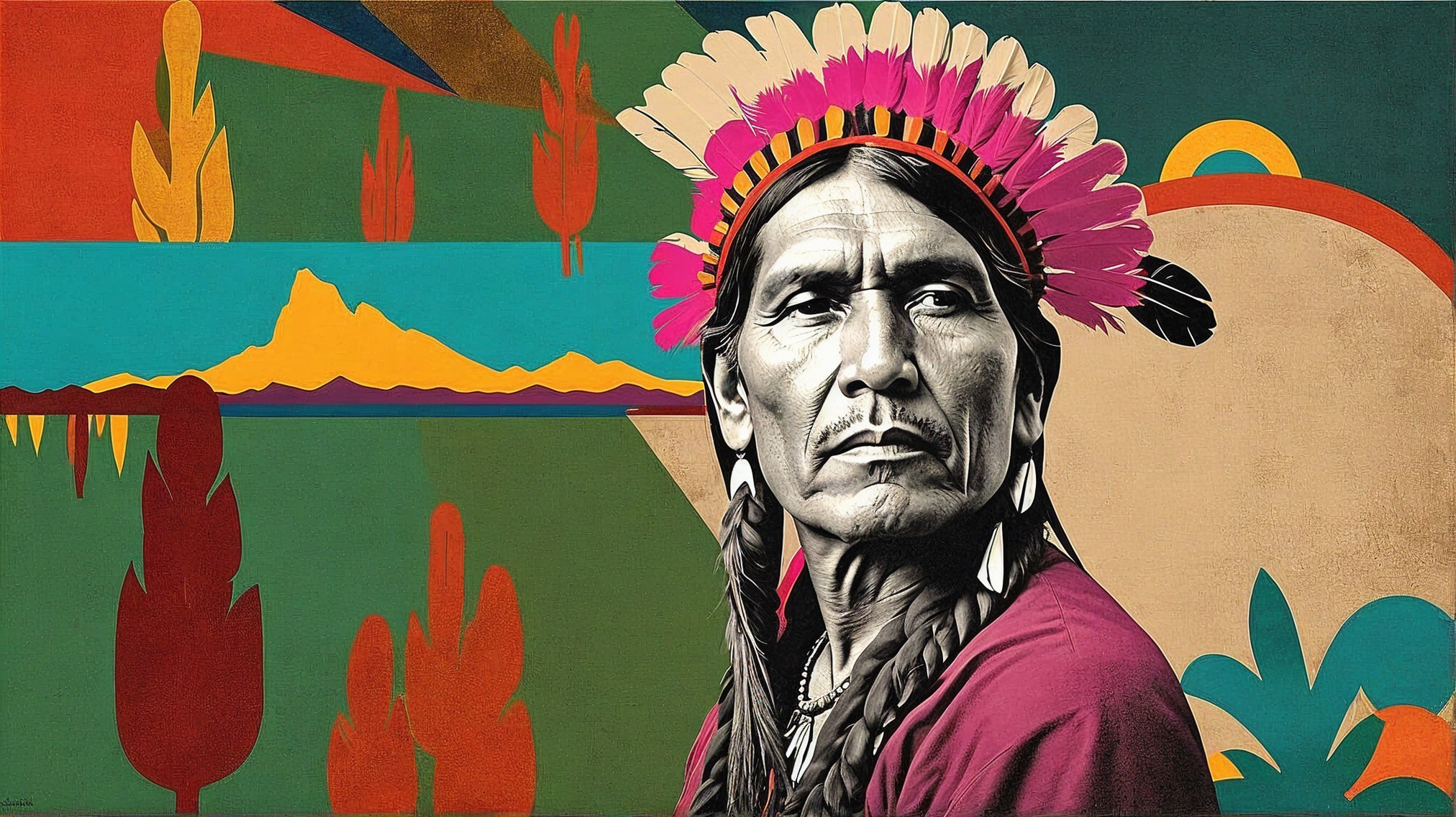 Indigenous Man in Traditional Attire and Headdress