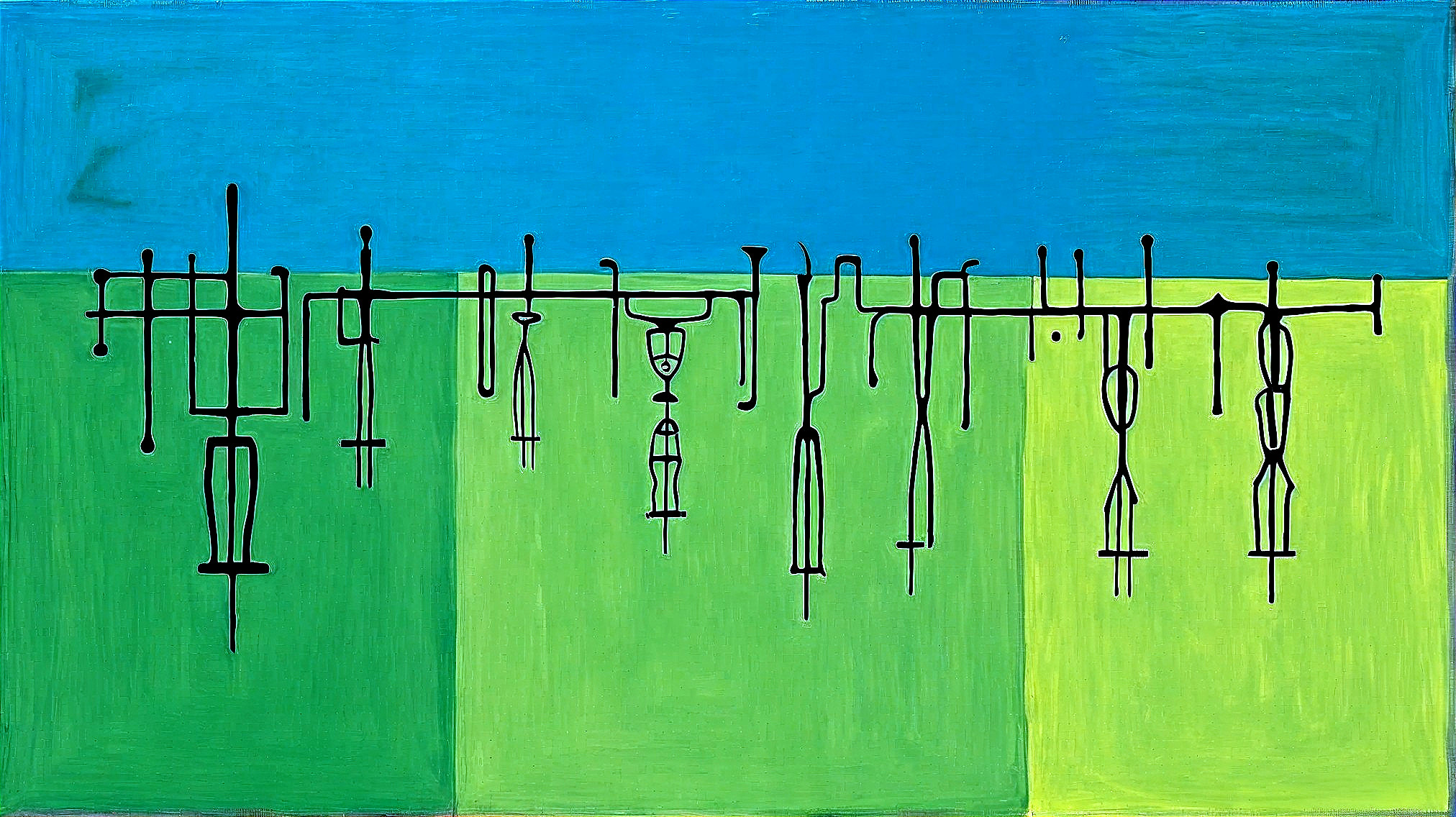 Vibrant Landscape with Abstract Forms and Colors