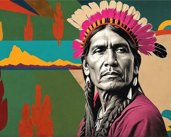 Indigenous Man in Traditional Attire and Headdress