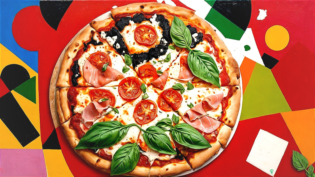 Vibrant Pizza with Golden Crust and Fresh Toppings