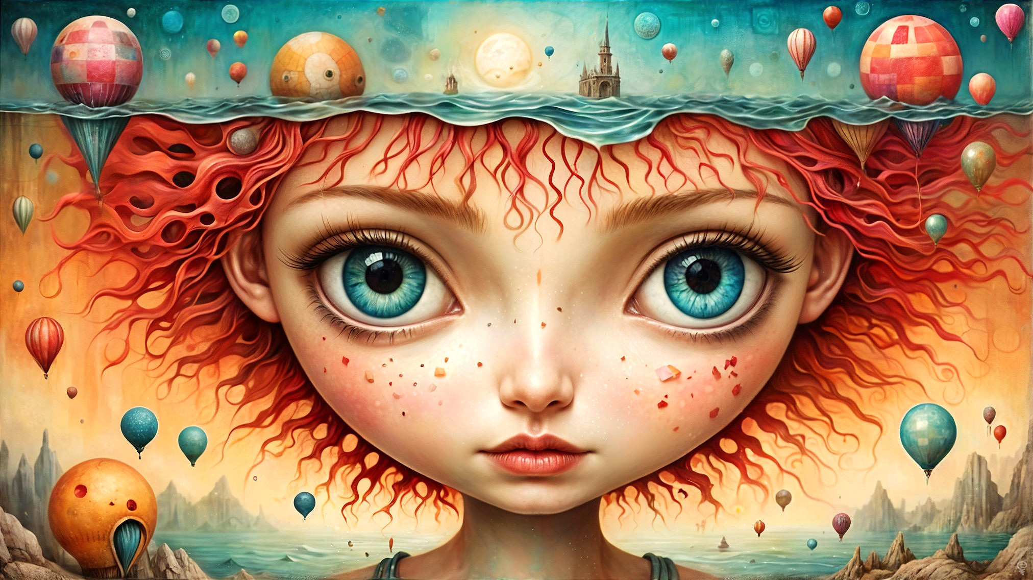 Surreal Portrait of a Girl with Colorful Landscape