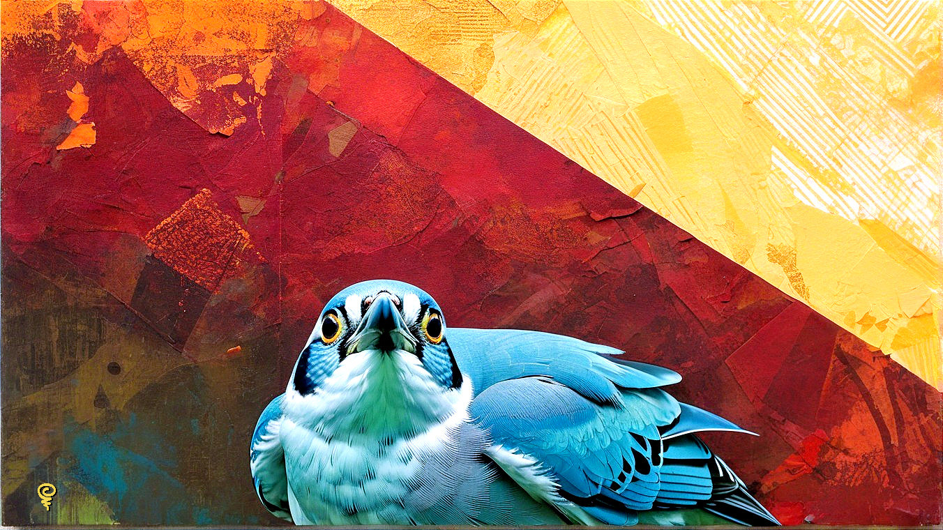 Vibrant Blue Bird on Abstract Warm Background