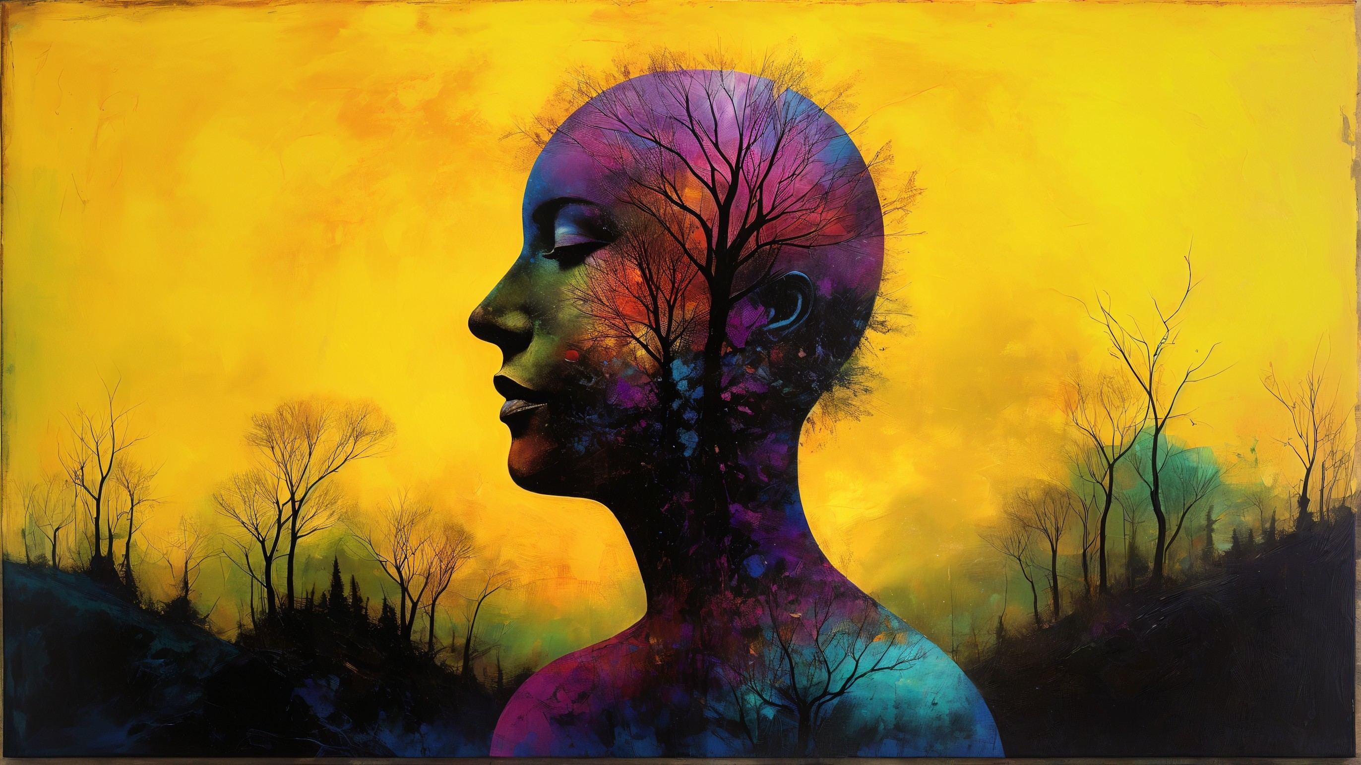 Abstract Generative Art of a Human Head Profile