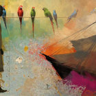 Contrasting Female Figures in Abstract Artistic Composition