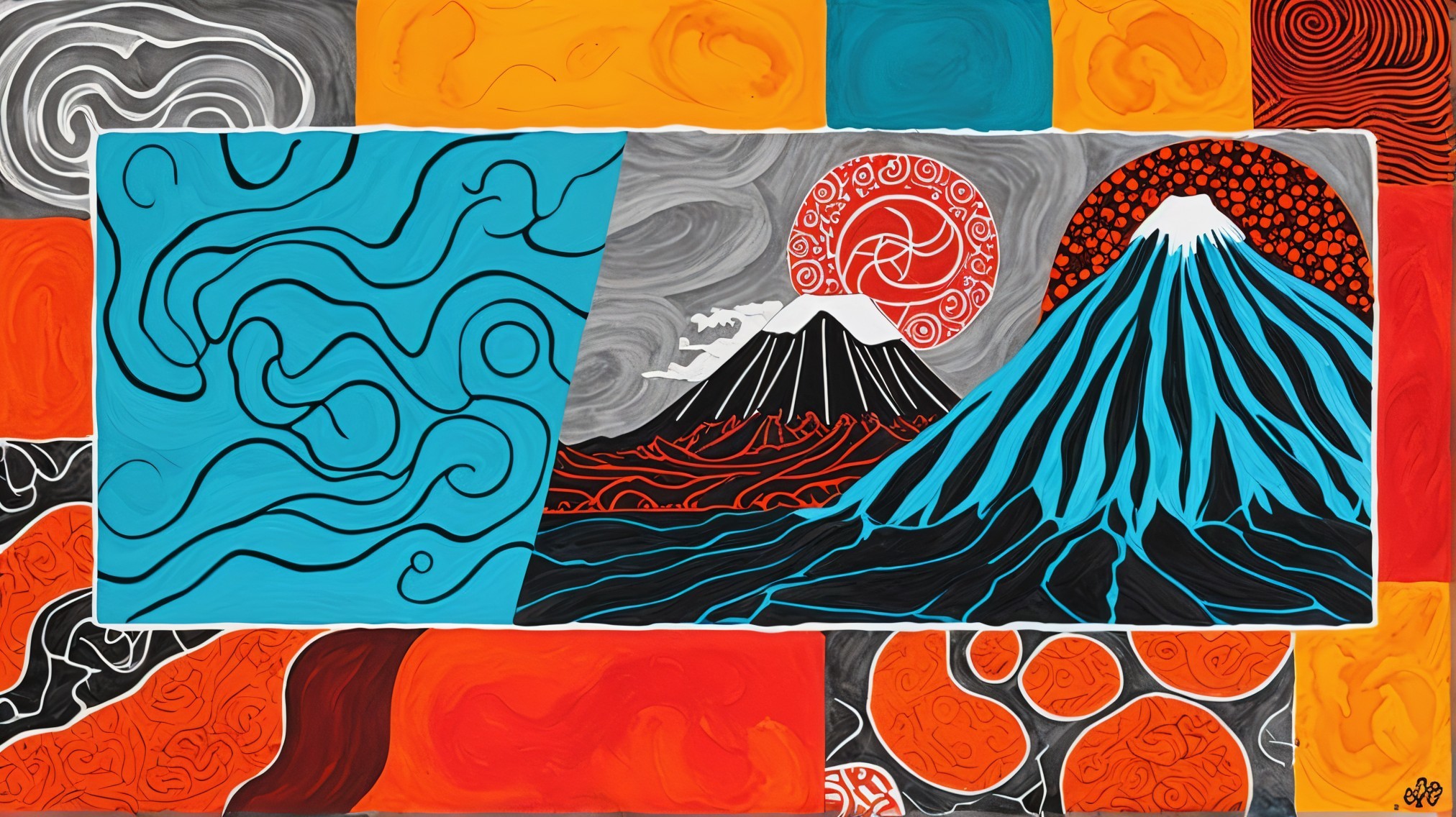 Vibrant Abstract Mountains and Volcanic Landscapes