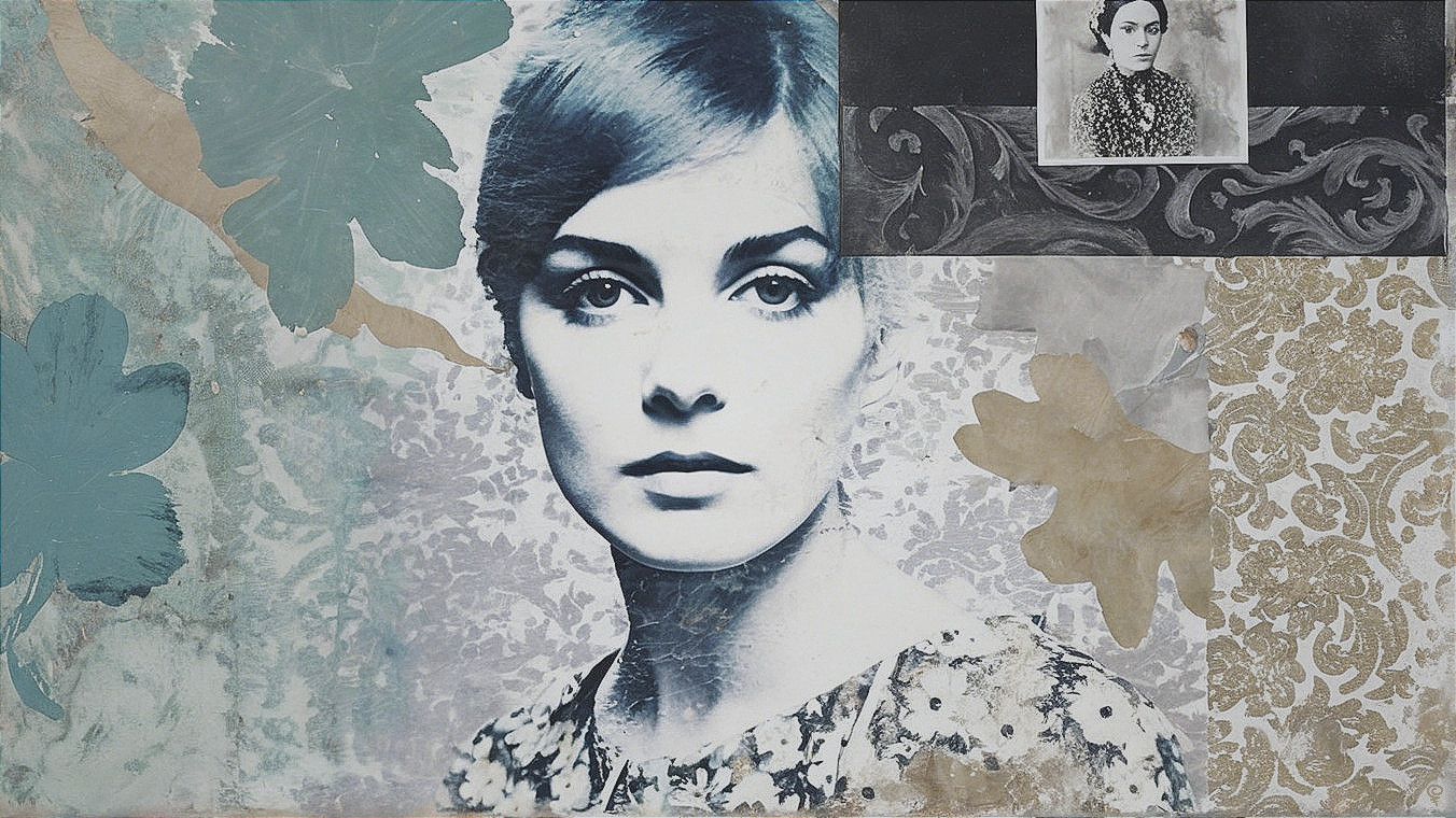 Portrait of a Woman with Floral Background and Details