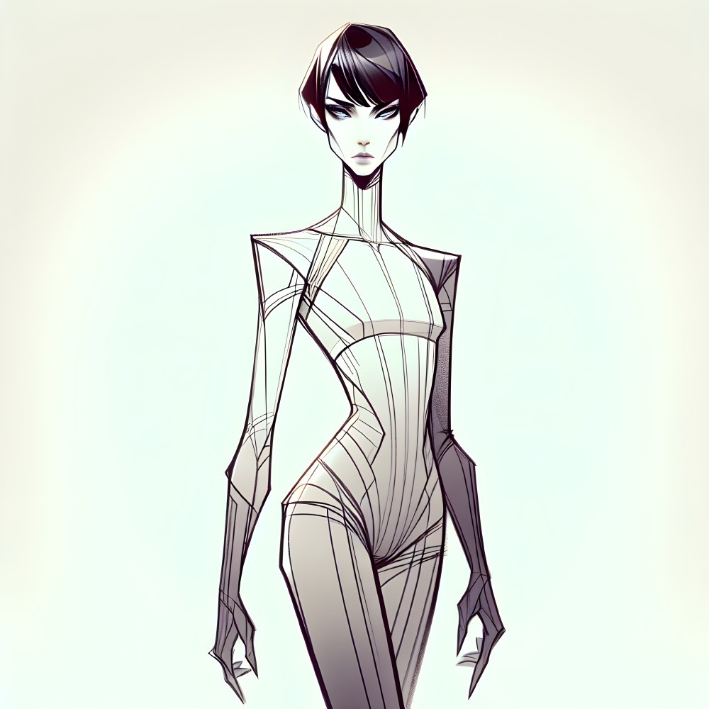 Futuristic Figure with Elongated Limbs and Minimalist Design