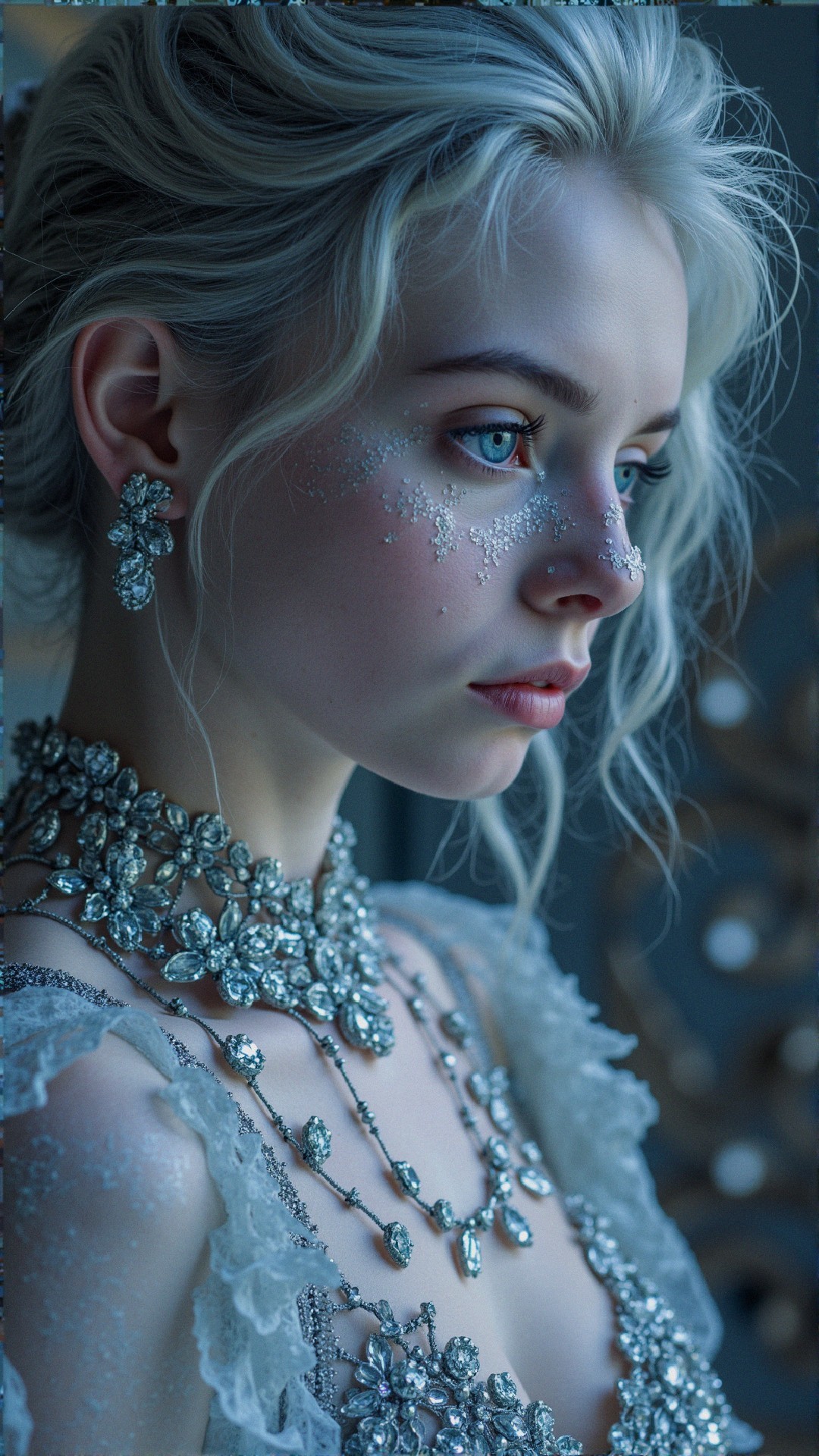 Close-up Portrait of a Young Woman with Jewelry
