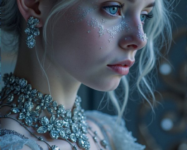 Close-up Portrait of a Young Woman with Jewelry